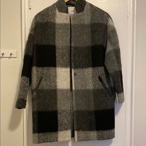 Plaid Wool-Blend Coat